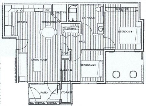 a floor plan of a 2 bedroom unit